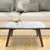 Vezzana 31" Square Italian Carrara White Marble Coffee Table with Legs