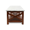 Agatha 44" x 18" Rectangular Italian Carrara White Marble Coffee Table with Solid Wood Legs