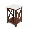 Agatha 15" Square Italian Carrara White Marble Side Table with solid wood Legs