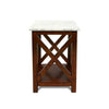 Agatha 15" Square Italian Carrara White Marble Side Table with solid wood Legs