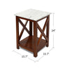 Agatha 15" Square Italian Carrara White Marble Side Table with solid wood Legs