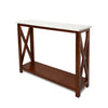 Agatha 39" x 12" Rectangular Italian Carrara White Marble Console Table with Solid Wood Legs