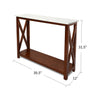 Agatha 39" x 12" Rectangular Italian Carrara White Marble Console Table with Solid Wood Legs