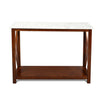 Agatha 39" x 12" Rectangular Italian Carrara White Marble Console Table with Solid Wood Legs