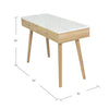Viola 44" x 15" Rectangular Italian Carrara White Marble Writing Desk with Legs