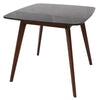 Senna 31" Square Italian Carrara Black Marble Dining Table with Walnut Legs