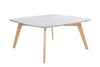 Vezzana 31" Square Italian Carrara White Marble Coffee Table with Legs