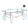 Tansole 38.6 in. Black Rectangle Glass Coffee Table With 2 Tier Storage Space