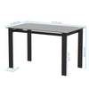 Tansole 5-Piece Rectangle Glass Top Black Metal Frame Rhombic Leather Dinning Chair and Table Set