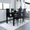 Tansole 5-Piece Rectangle Glass Top Black Metal Frame Rhombic Leather Dinning Chair and Table Set