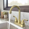 Bianca Surface Mounted 2 Handles Bathroom Faucet with Drain Kit Included in Brushed Gold