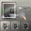 Superior Rectangular Frameless Anti-Fog Wall Bathroom LED Vanity Mirror in Silver