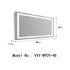 Superior Rectangular Frameless Anti-Fog Wall Bathroom LED Vanity Mirror in Silver
