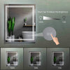 Victoria Rectangular Frameless Anti-Fog Wall Bathroom LED Vanity Mirror in Silver