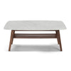 Laura 43" x 24" Rectangular Italian Carrara White Marble Coffee Table with Shelf