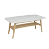 Laura 43" x 24" Rectangular Italian Carrara White Marble Coffee Table with Shelf
