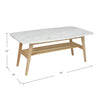 Laura 43" x 24" Rectangular Italian Carrara White Marble Coffee Table with Shelf
