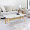 Laura 43" x 24" Rectangular Italian Carrara White Marble Coffee Table with Shelf