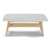 Laura 43" x 24" Rectangular Italian Carrara White Marble Coffee Table with Shelf