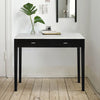 Meno 36" x 18" Rectangular Italian Carrara White Marble Console Table with Legs