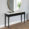 Meno 36" x 18" Rectangular Italian Carrara White Marble Console Table with Legs