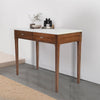 Meno 36" x 18" Rectangular Italian Carrara White Marble Console Table with Legs