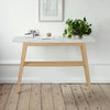 Castello 43" x 12" Rectangular Italian Carrara White Marble Console Table with Shelf
