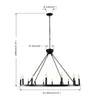 Ancora 16 Light Chandelier Wagon Wheel (43“ Wide) Matte Black Steel Frame | Large Home Decoration | Foyer, Entryway, Dining Room