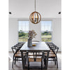 Karlis Rustic Globe Chandelier Light (3-Bulb) Round, Contemporary Steel Design with Wood Pattern Finish | Classic Home, Entryway, and Foyer Décor