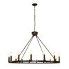 Ancora 16 Light Chandelier Wagon Wheel (43“ Wide) Matte Black Steel Frame | Large Home Decoration | Foyer, Entryway, Dining Room