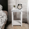 Agatha 15" Square Italian Carrara White Marble Side Table with solid wood Legs