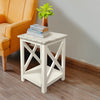 Agatha 15" Square Italian Carrara White Marble Side Table with solid wood Legs