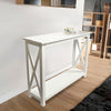 Agatha 39" x 12" Rectangular Italian Carrara White Marble Console Table with Solid Wood Legs