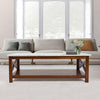 Agatha 44" x 18" Rectangular Italian Carrara White Marble Coffee Table with Solid Wood Legs