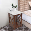 Agatha 15" Square Italian Carrara White Marble Side Table with solid wood Legs