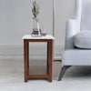 Agatha 15" Square Italian Carrara White Marble Side Table with solid wood Legs