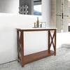 Agatha 39" x 12" Rectangular Italian Carrara White Marble Console Table with Solid Wood Legs