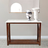 Agatha 39" x 12" Rectangular Italian Carrara White Marble Console Table with Solid Wood Legs