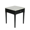 Alto 18" Square Italian Carrara White Marble Side Table with Black Leg