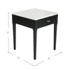 Alto 18" Square Italian Carrara White Marble Side Table with Black Leg