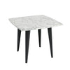 Soro 24" Square Italian Carrara White Marble Side Table with Metal Legs