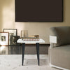 Soro 24" Square Italian Carrara White Marble Side Table with Metal Legs