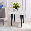 Soro 24" Square Italian Carrara White Marble Side Table with Metal Legs