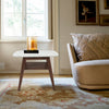 Cassoro 24" Square Italian Carrara White Marble Side Table with Shelf