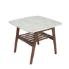 Cassoro 24" Square Italian Carrara White Marble Side Table with Shelf
