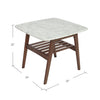 Cassoro 24" Square Italian Carrara White Marble Side Table with Shelf