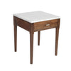 Alto 18" Square Italian Carrara White Marble Side Table with Black Wood Legs