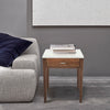 Alto 18" Square Italian Carrara White Marble Side Table with Black Wood Legs