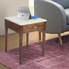 Alto 18" Square Italian Carrara White Marble Side Table with Black Wood Legs