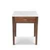 Alto 18" Square Italian Carrara White Marble Side Table with Black Wood Legs